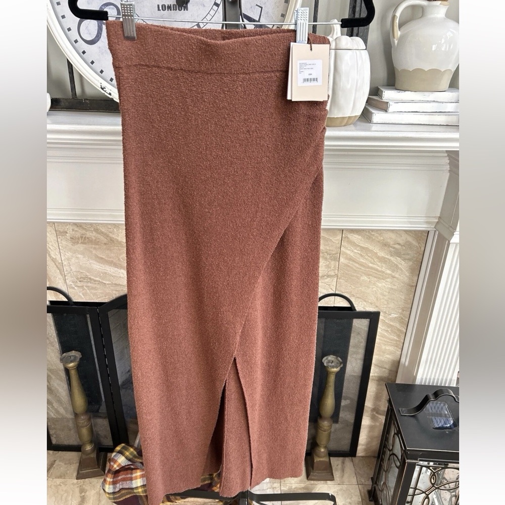 BNWT NANUSHKA $370 Ainsley Mock Wrap Midi Skirt Boucle Fabric in Nutmeg S - Picture 2 of 6